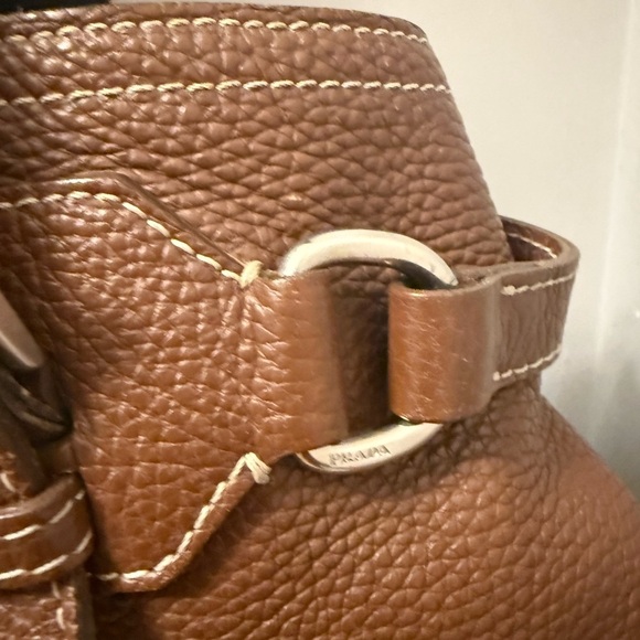 Prada Vintage Brown Vitello Dani Tote Bag Pebbled Leather Y2K Silver Hardware - Picture 12 of 15